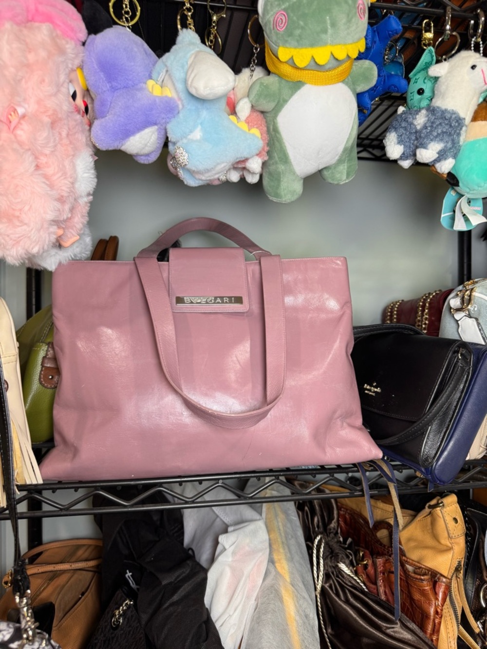 Bulgari Mauve Leather handbag with Top Handles